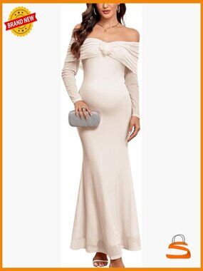 Off Shoulder Mermaid Maxi Maternity Dress Bodycon Mesh Photoshoot